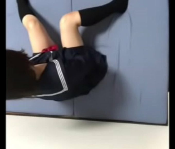 JAV High School Girl Gets Horny Watching Lazy Rinsta and Masturbates on the Futon!