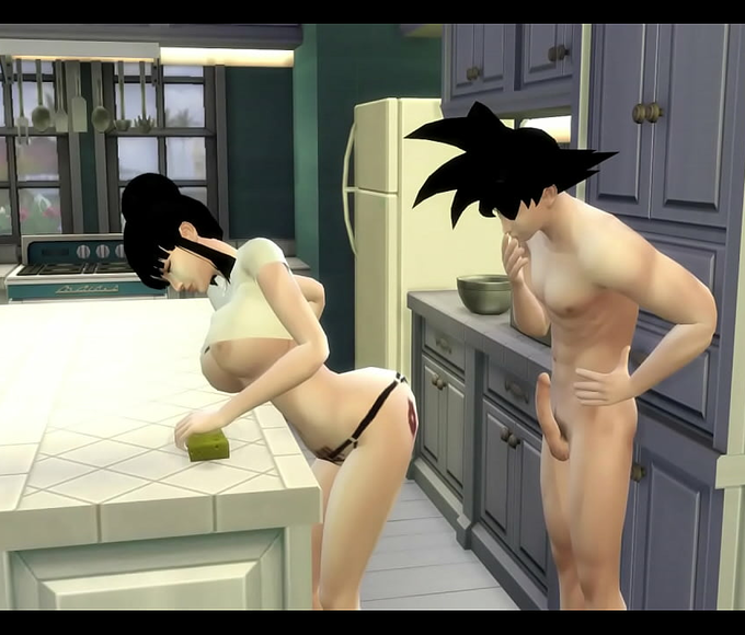 Jav Porn: Dragon Ball's Milk Mother And Wife Chichi Fucked By Her 2 Stepchildren In The Kitchen